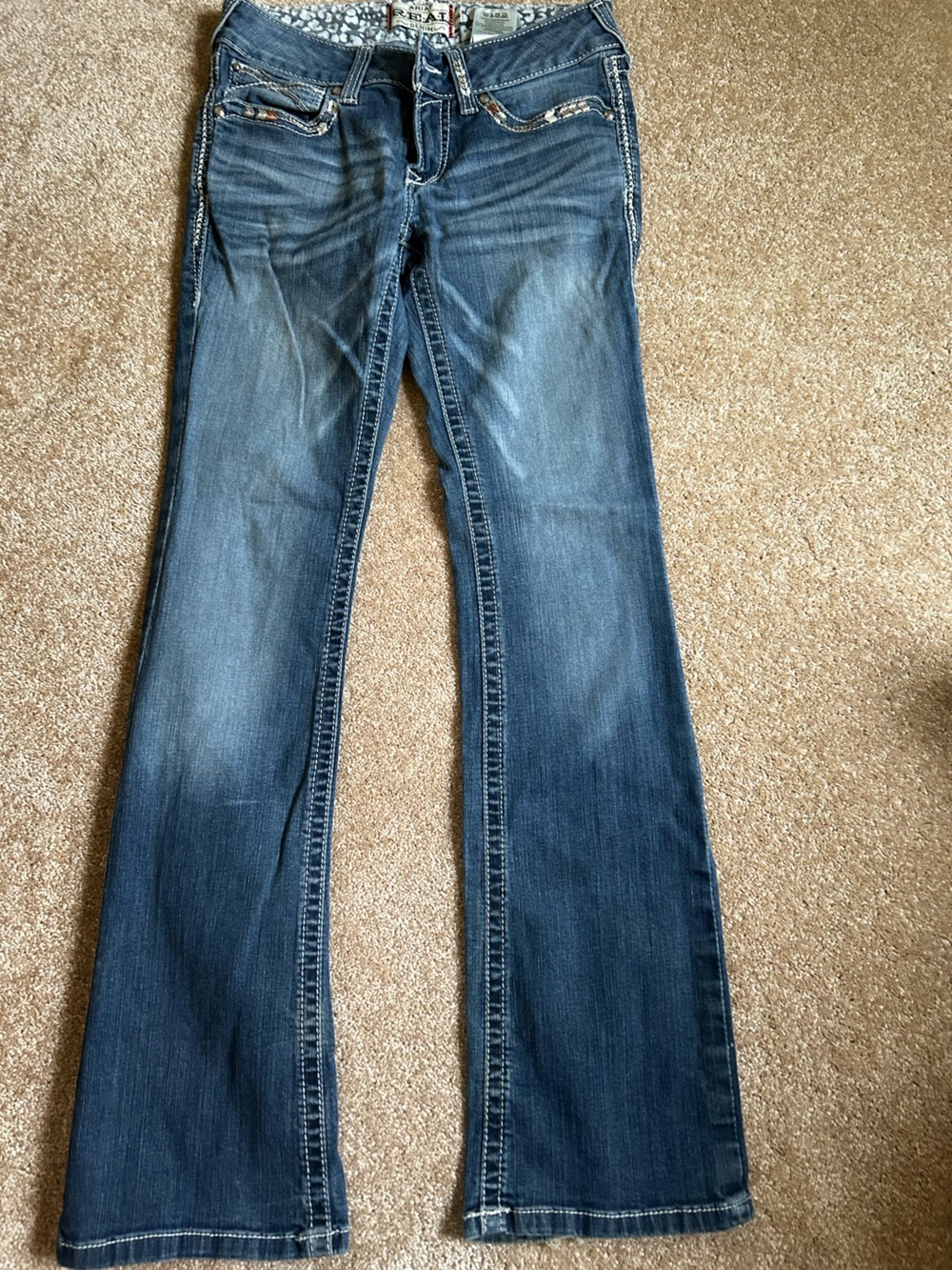 Ariat Women's Dark Blue Jeans with Faded Whisker Detail
